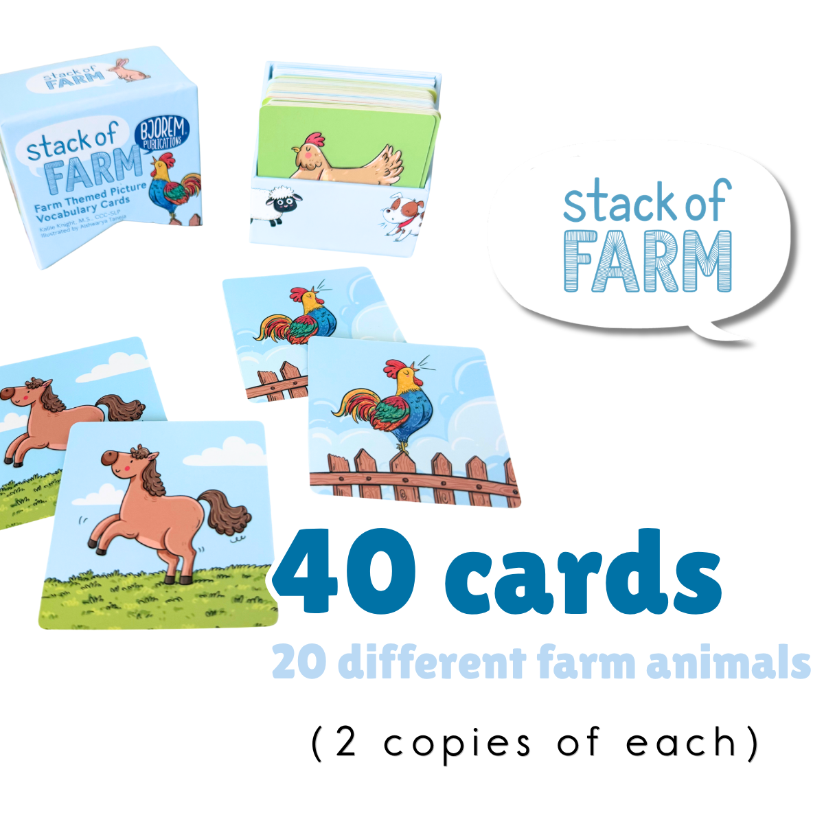 Bjorem® Stack of Farm: Farm Themed Picture Vocabulary Cards