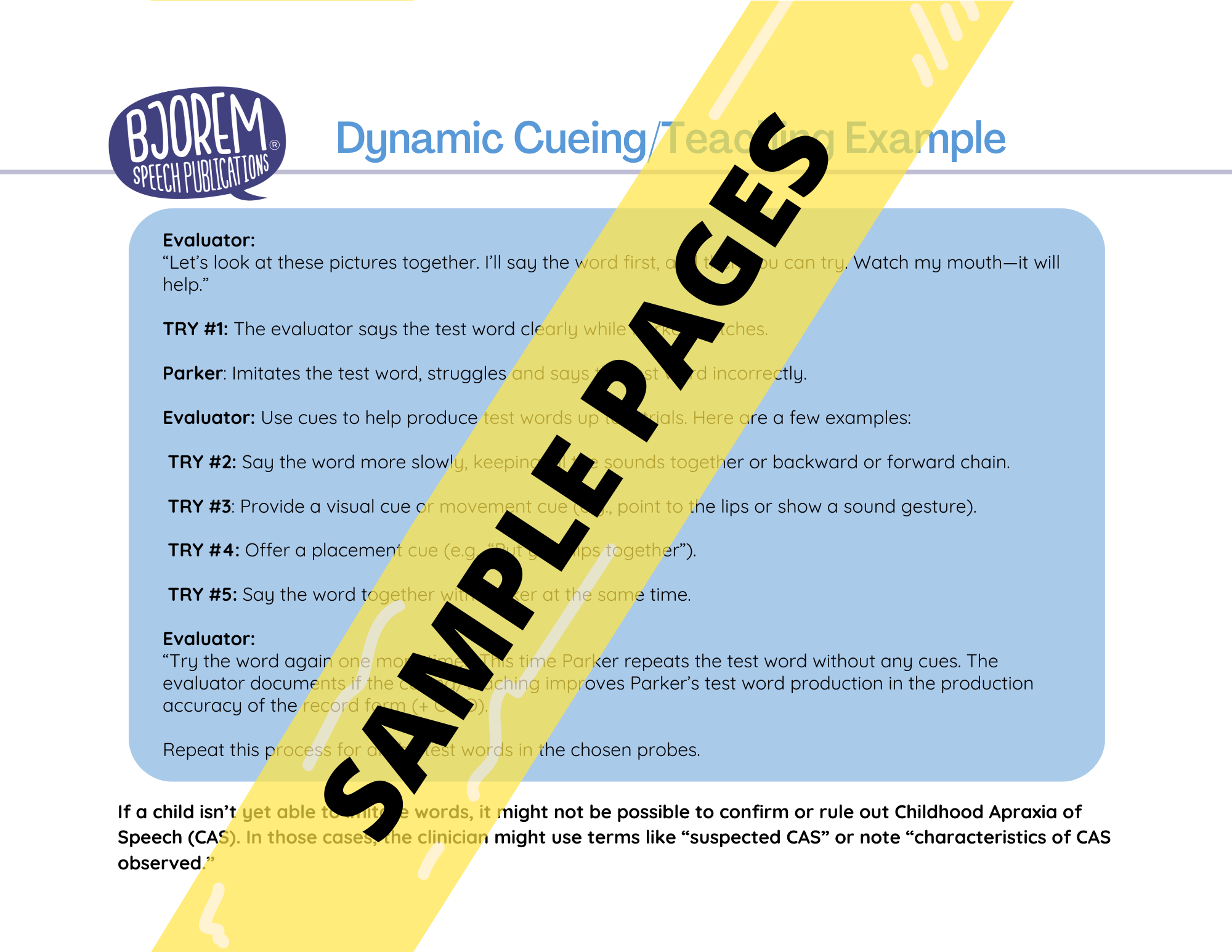 Dynamic Childhood Apraxia of Speech Inventory & Decision Guide by Bjorem Speech - Download