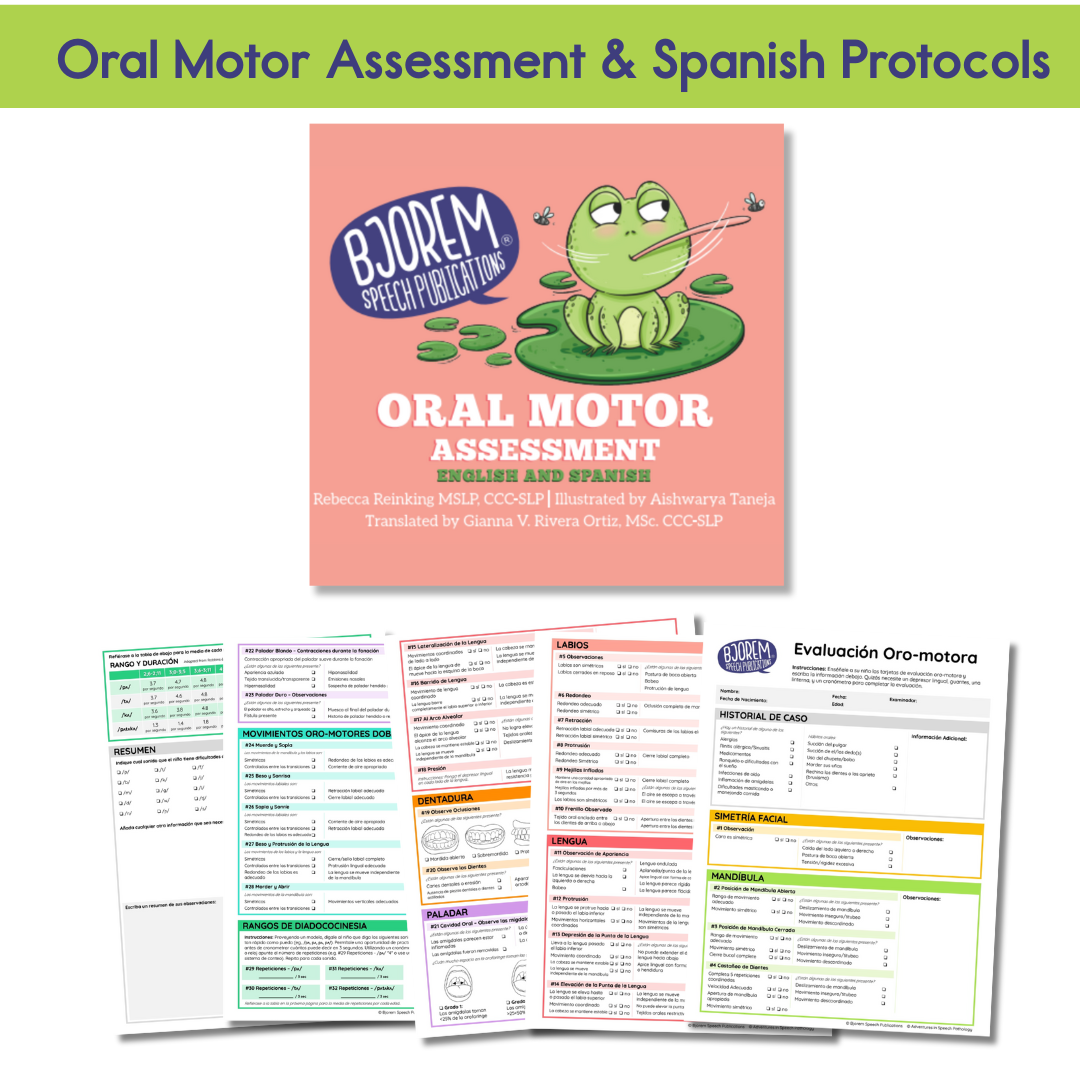 Oral Motor Assessment book and Spanish protocols by Bjorem