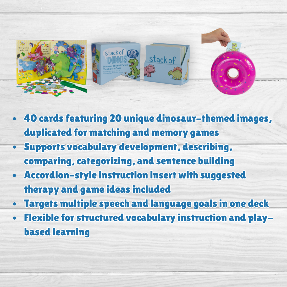 Bjorem® Stack of Dinos: Dinosaur Themed Picture Vocabulary Cards