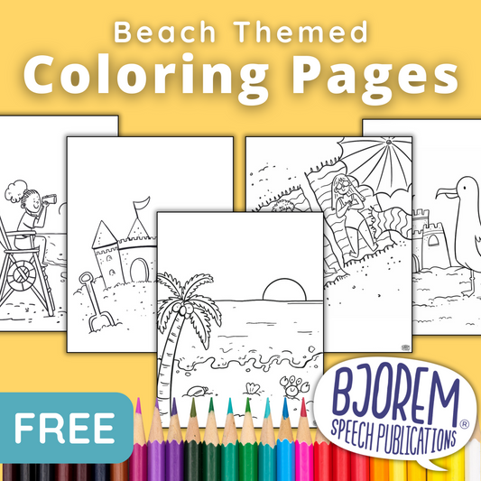 Beach Themed Coloring Pages {Bjorem Speech} - Free Digital Download