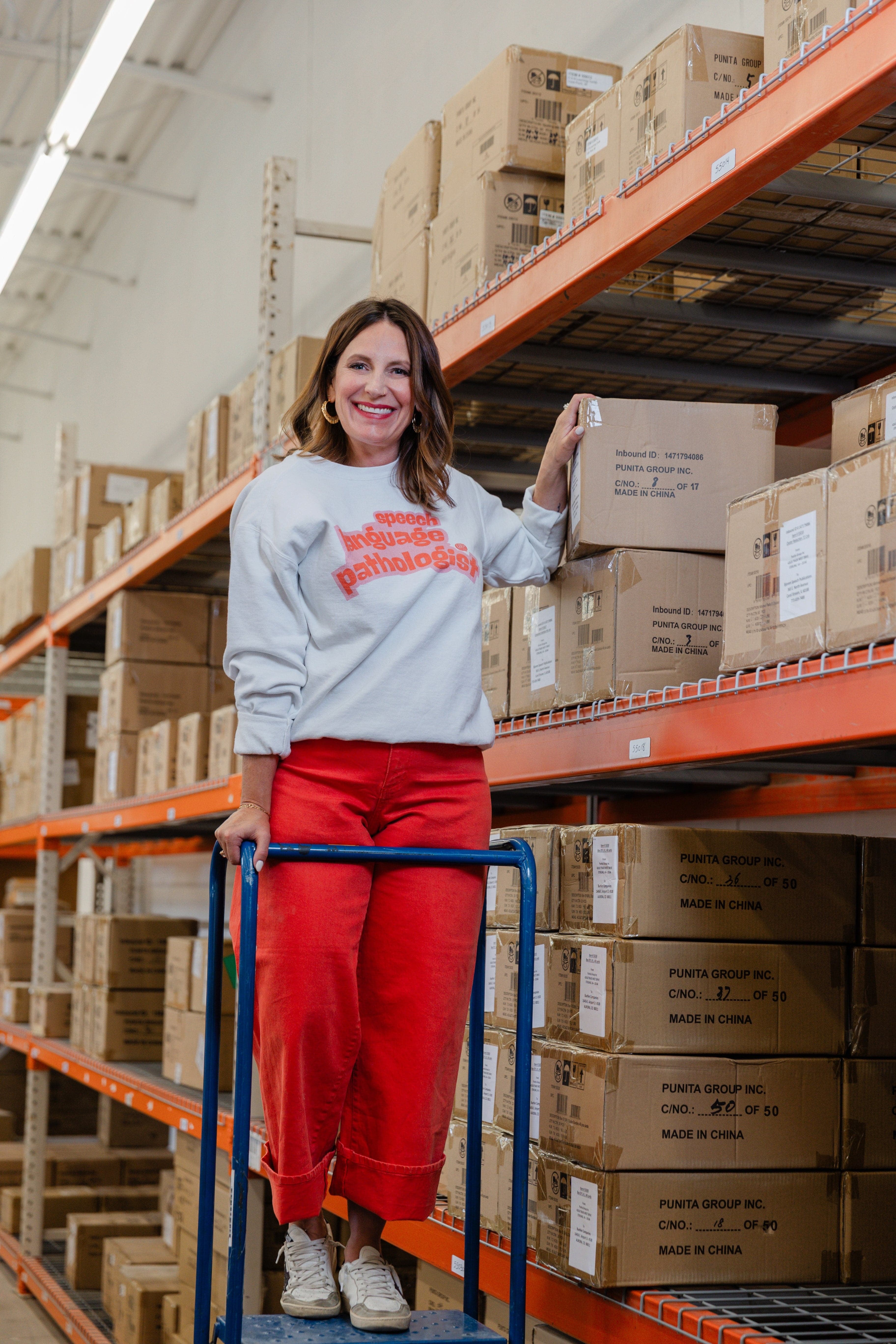 Bjorem Speech warehouse worker with boxes