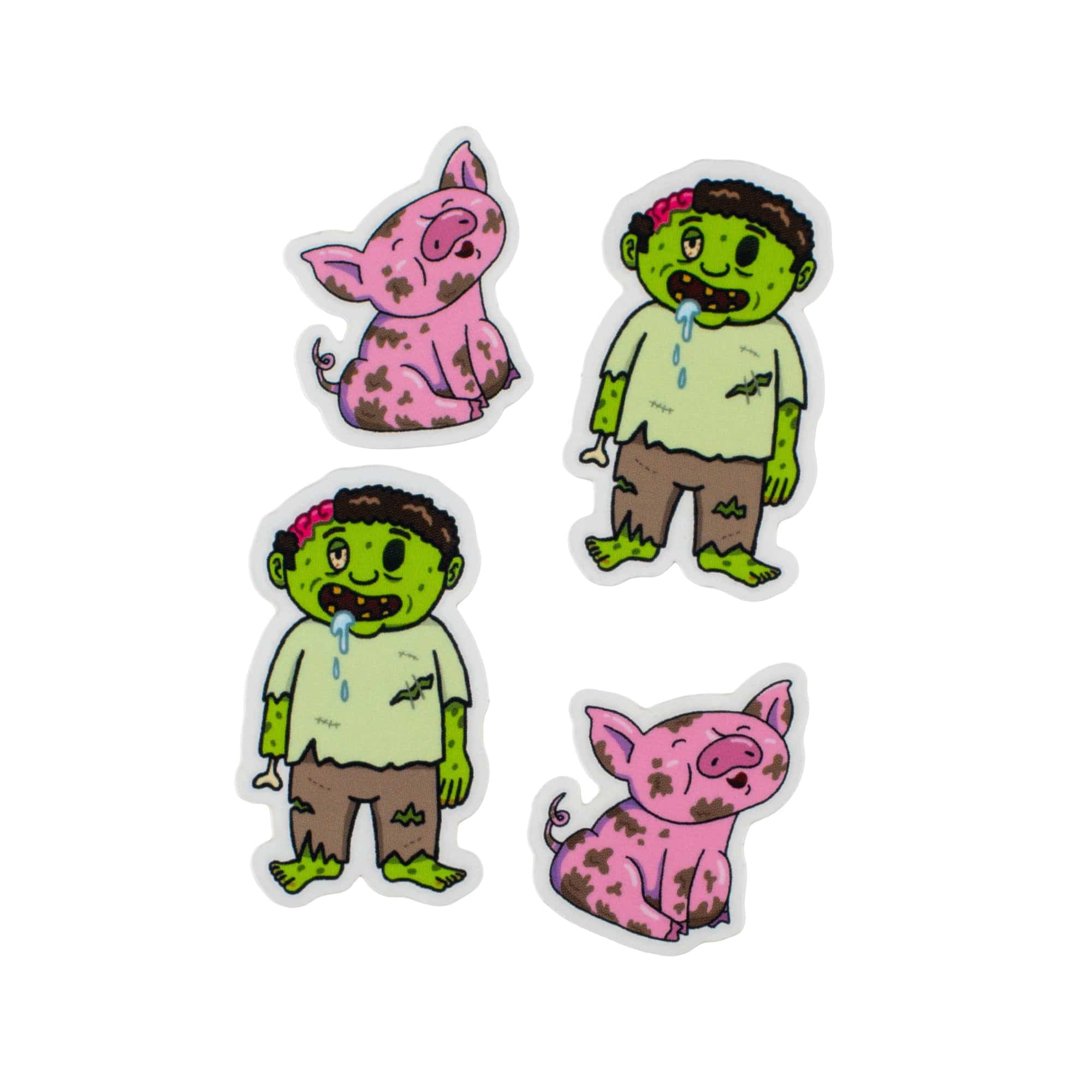 Zombie pig and zombie cartoon characters