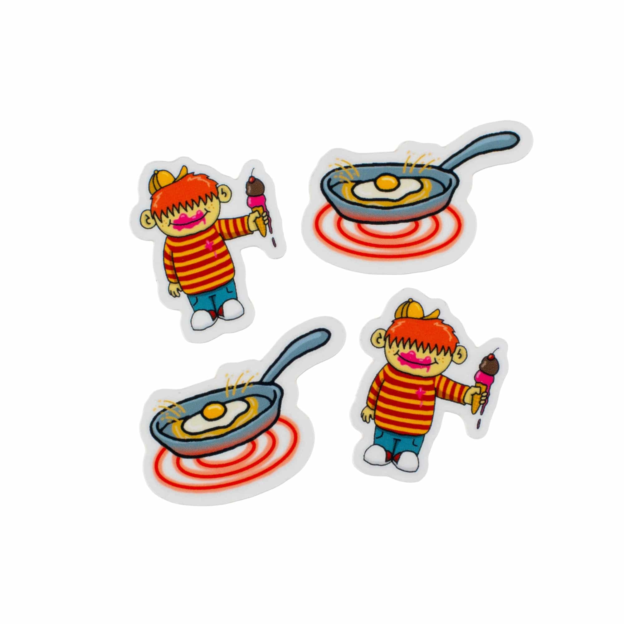 Cartoon with fried egg and ice cream