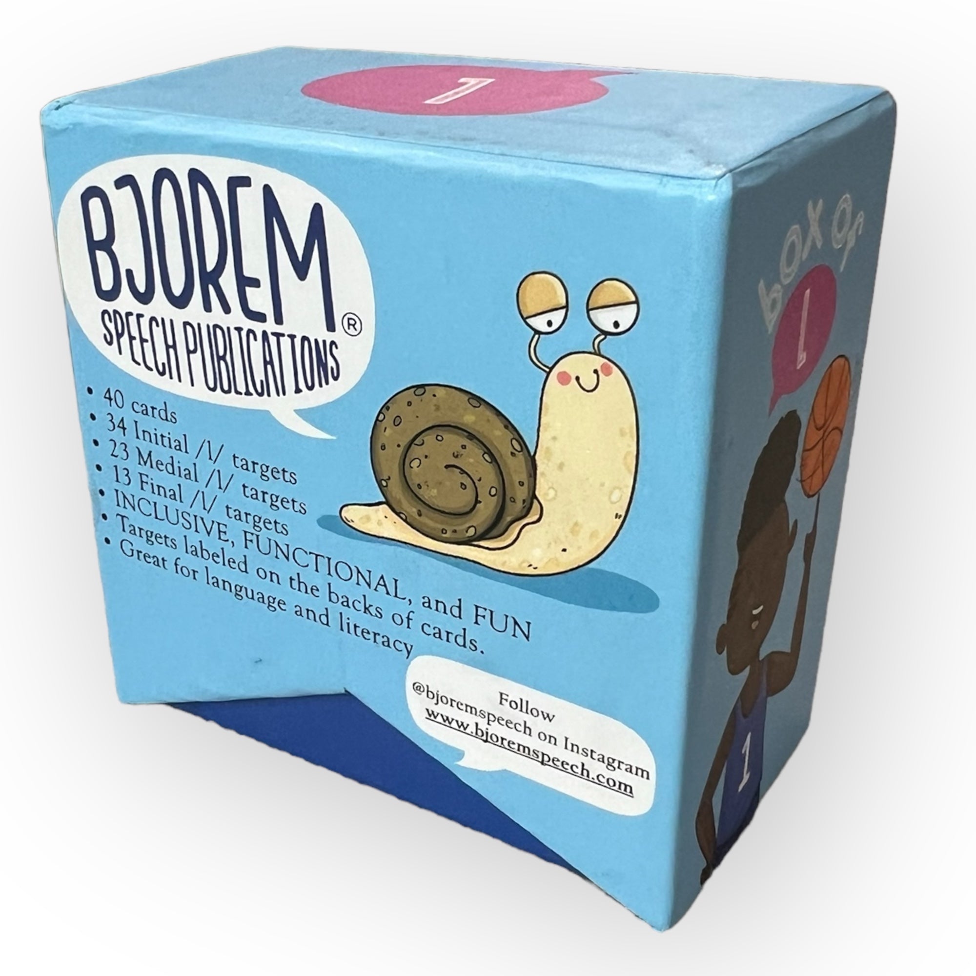 Bjorem Speech Publications Box of 1 - 40 Card Set with a snail and basketball...