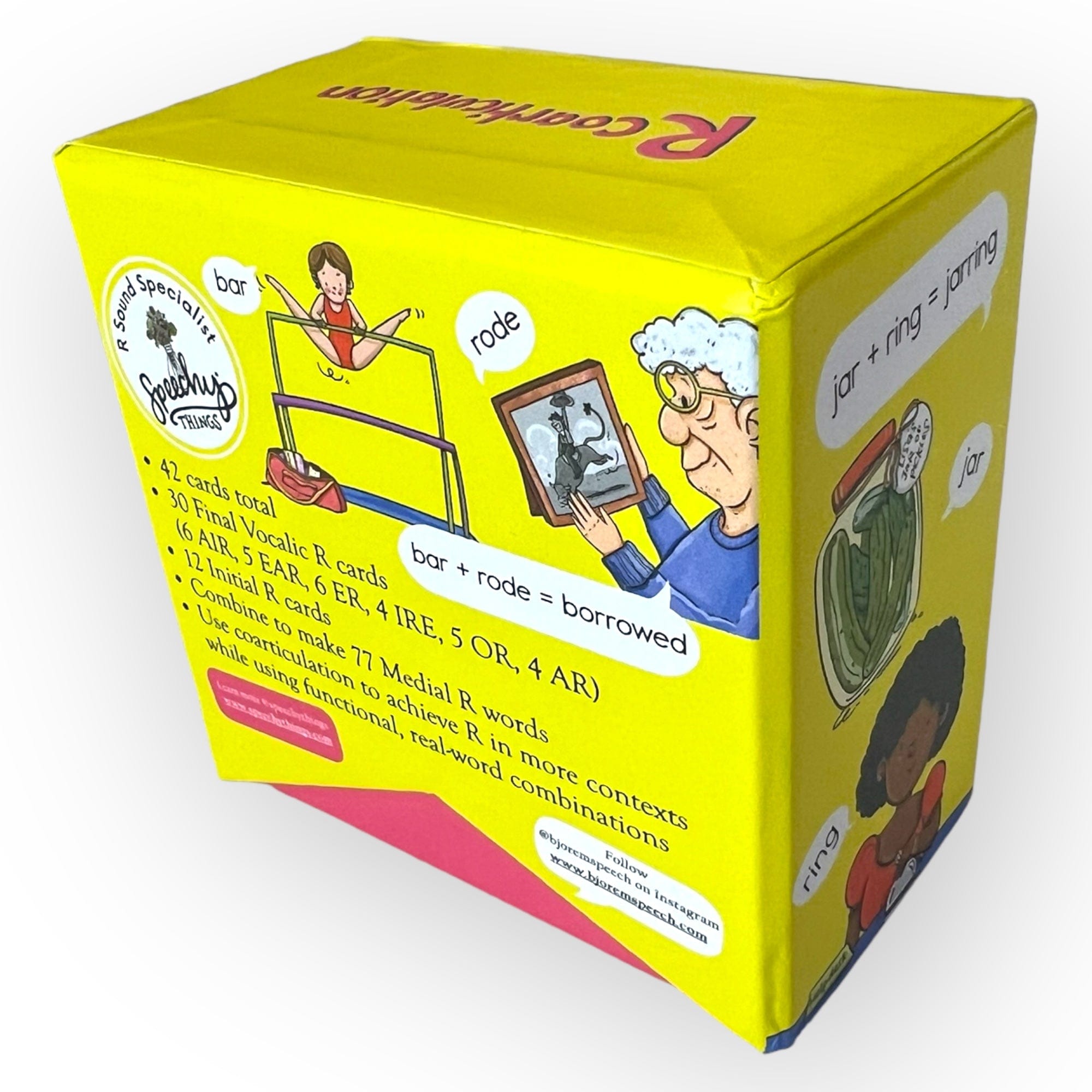 bar, rode, ring, jar, with R sound words.