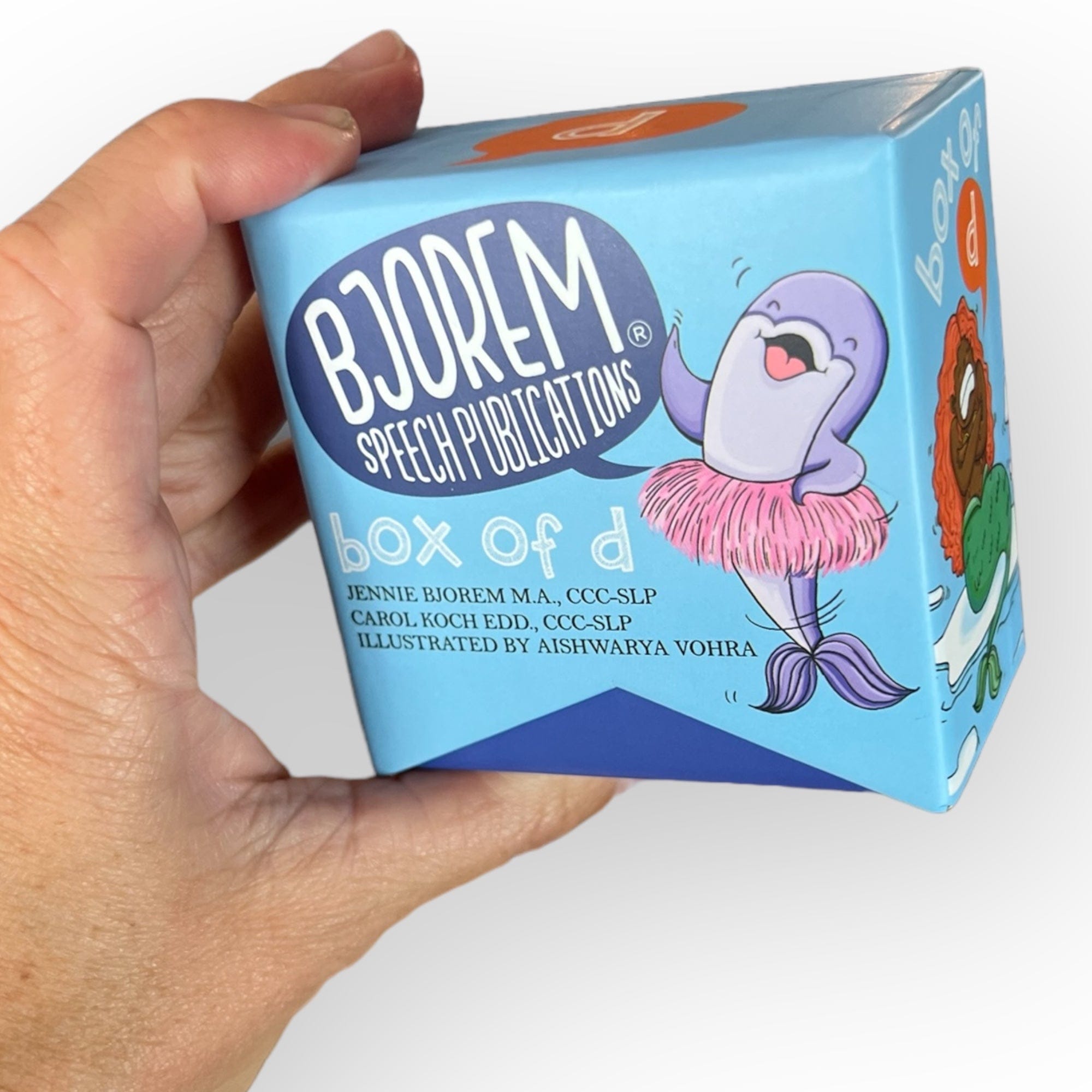 BJOREM Box of D Speech Publications held by hand