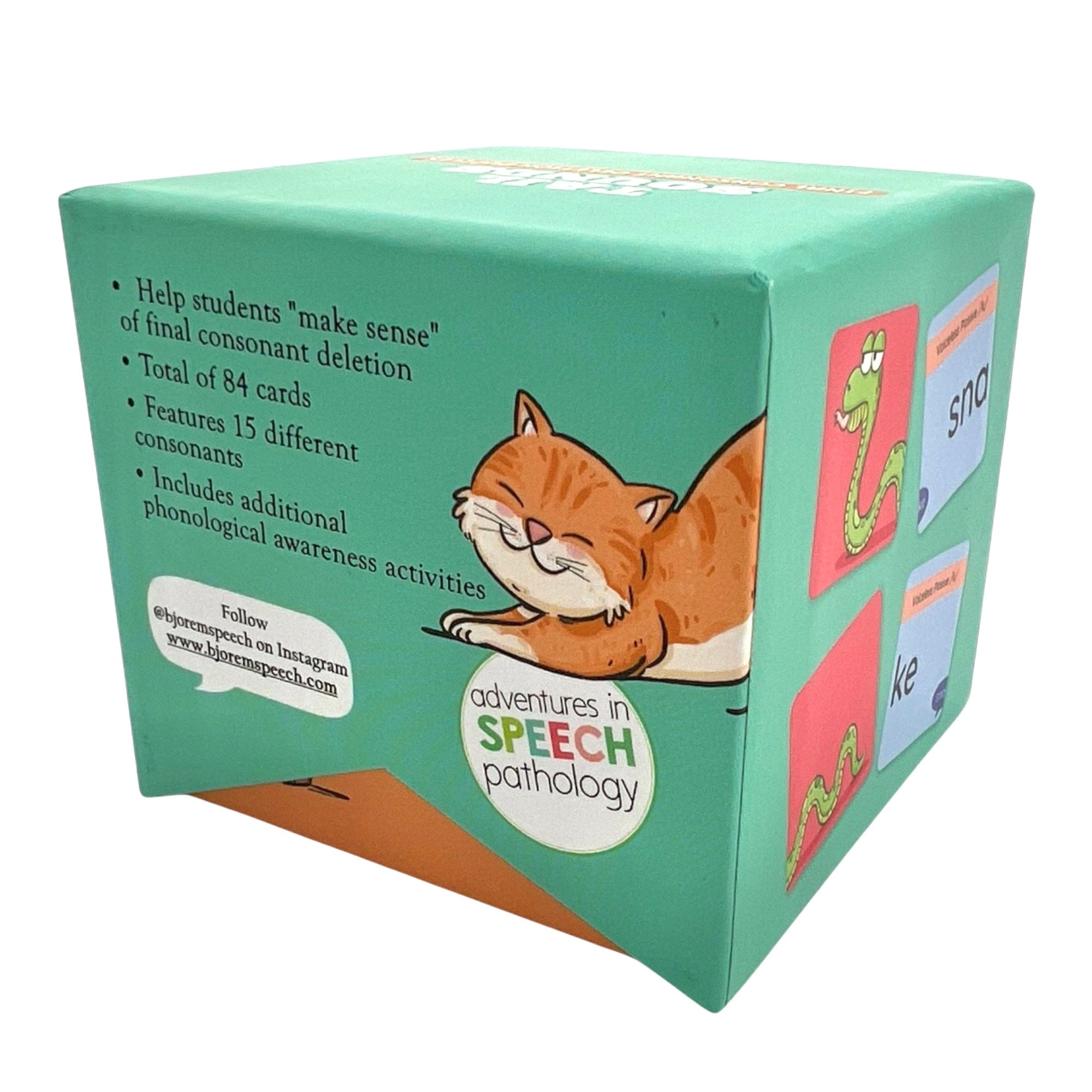 Speech pathology card game box with cat illustration, Photoroom_20250422_132217