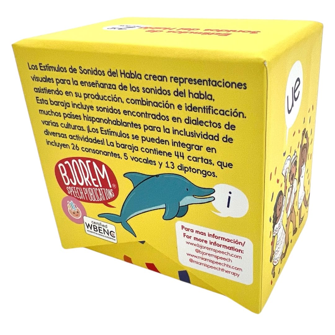BJOREM Speech Publications game cube with dolphin and text