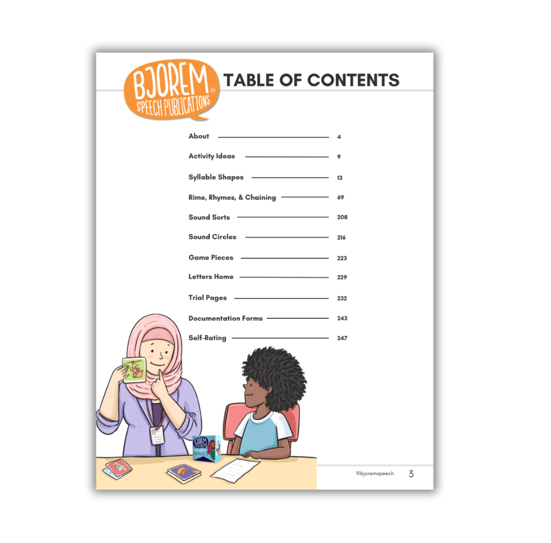 Table of Contents screenshot of Bjorem Speech Publications