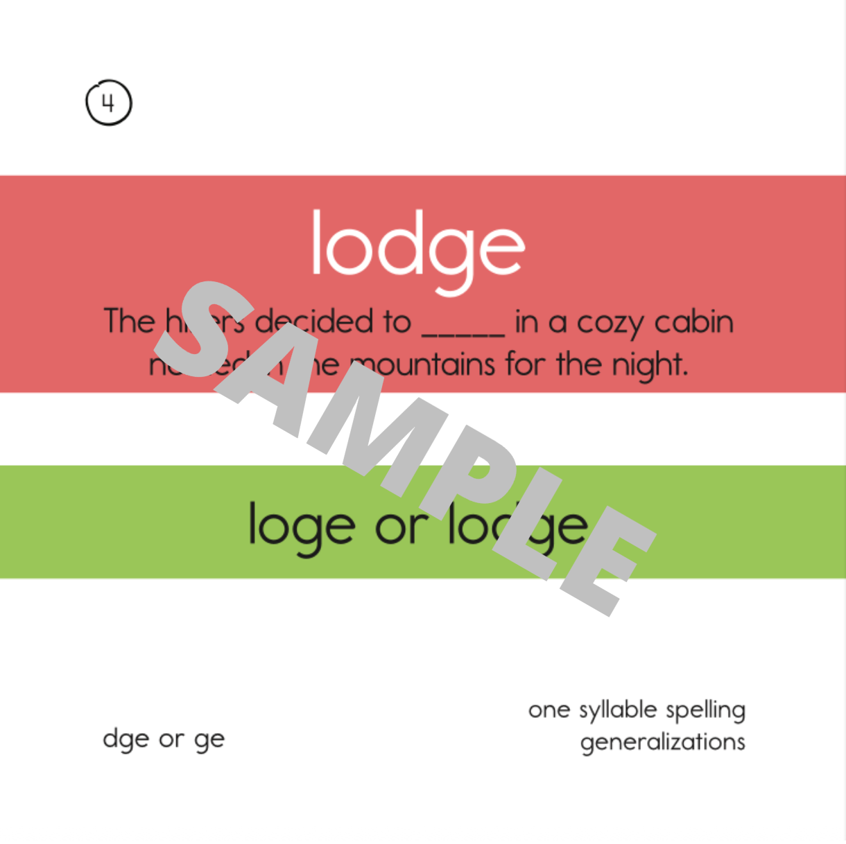 -ge/-dge Spelling Pattern Word Sort