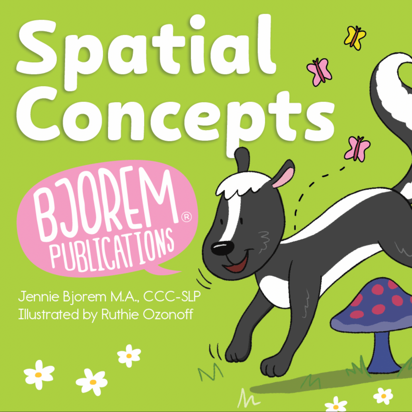 Screenshot of Spatial Concepts book cover with skunk and butterflies.