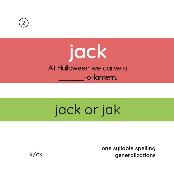 -k/-ck Spelling Pattern Word Sort