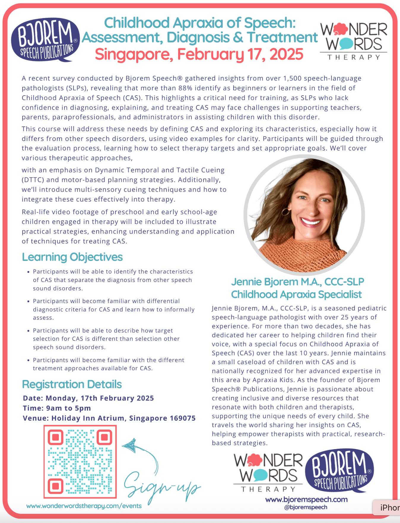 Childhood Apraxia of Speech course, Singapore, Feb 17, 2025