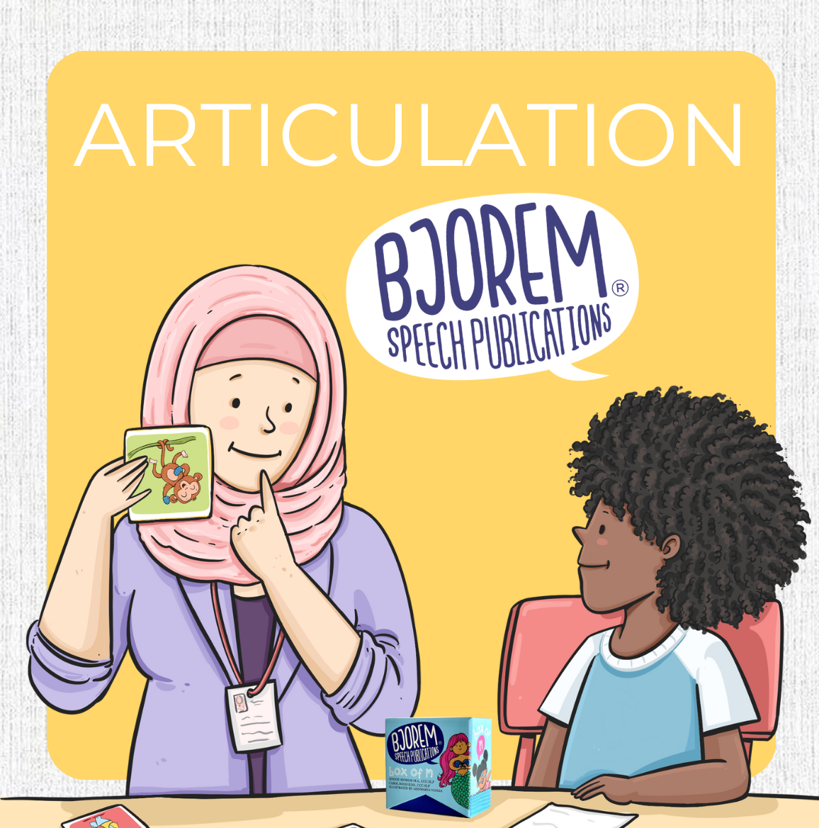 Articulation therapy session with Bjorem Speech Publications