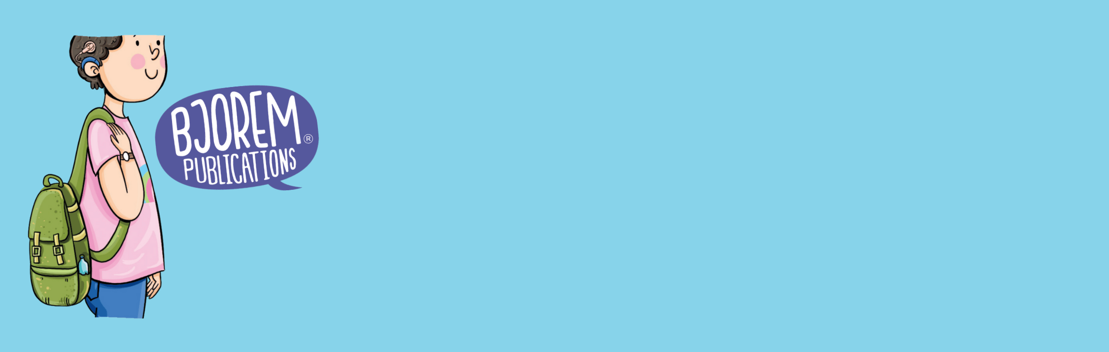 Screenshot of Bjorem Publications logo with a cartoon character.