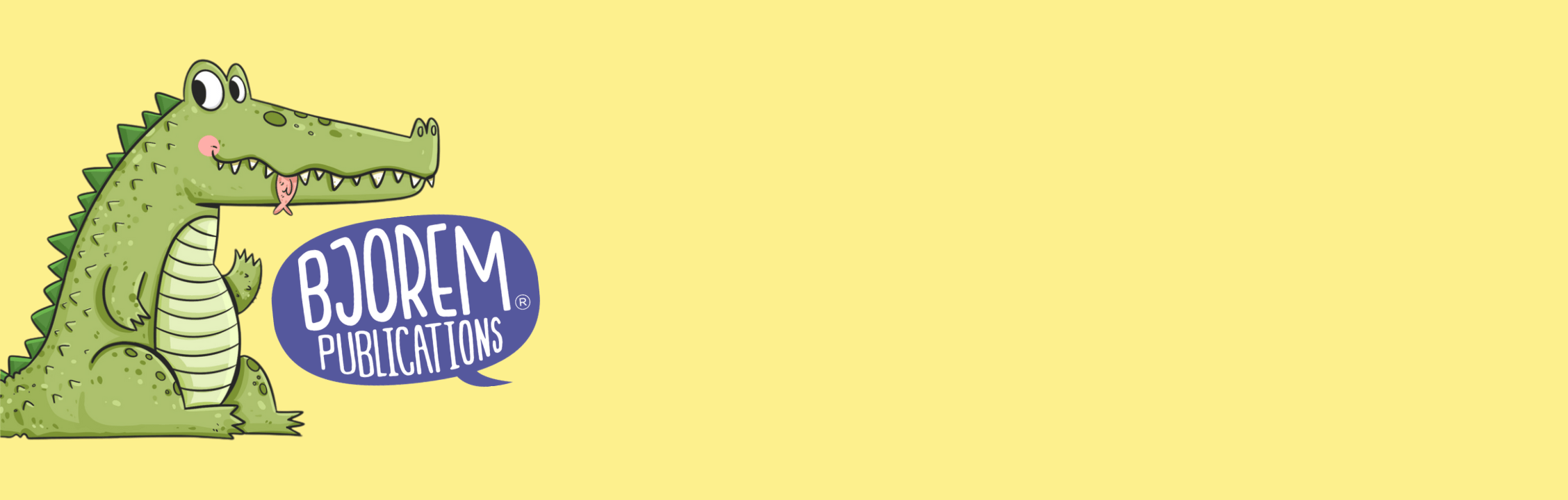 Screenshot of Bjorem Publications logo with alligator on August 5, 2025.