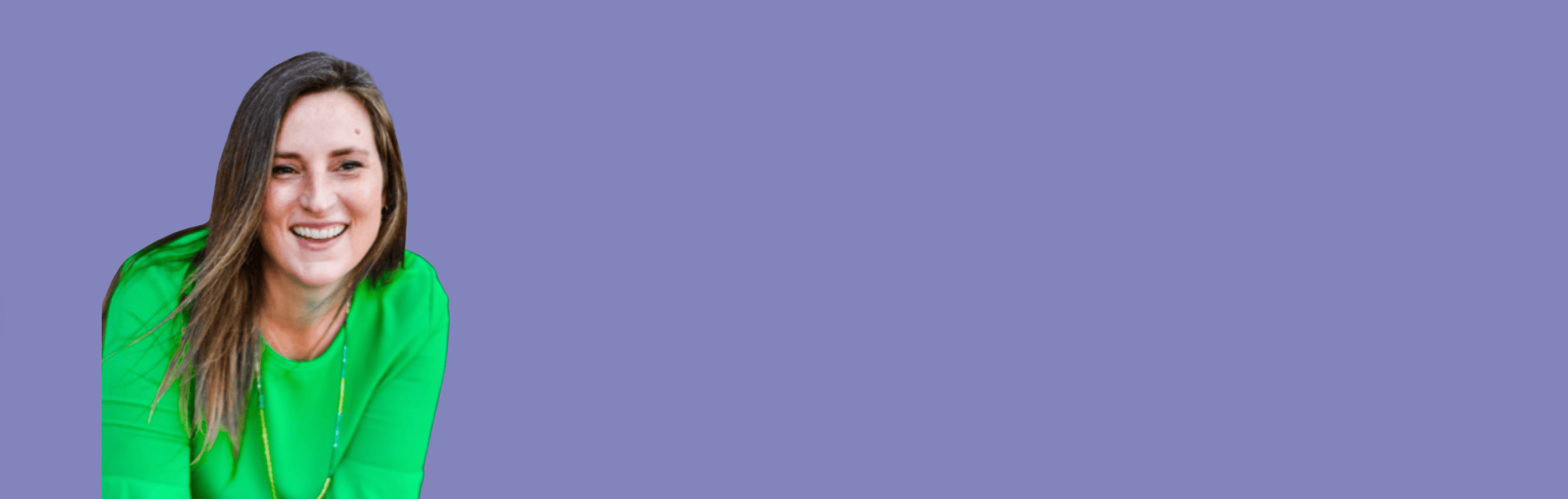 Smiling woman in green shirt, Screenshot from August 14, 2025.