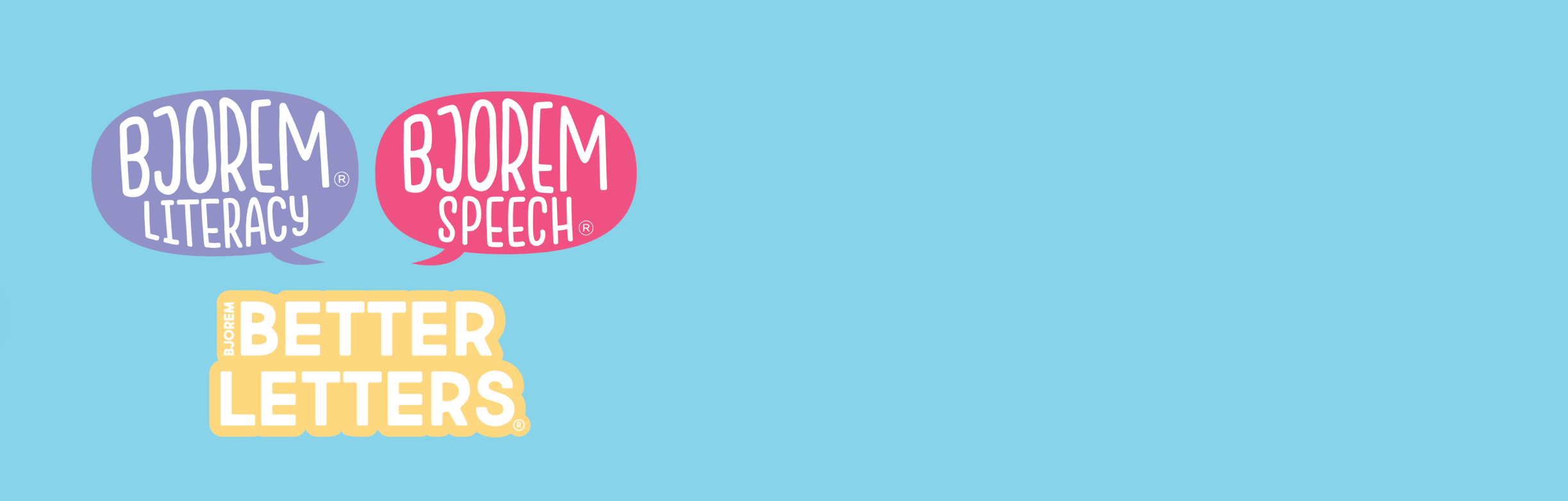 Screenshot featuring Bjorem Literacy, Speech, and Better Letters logos.