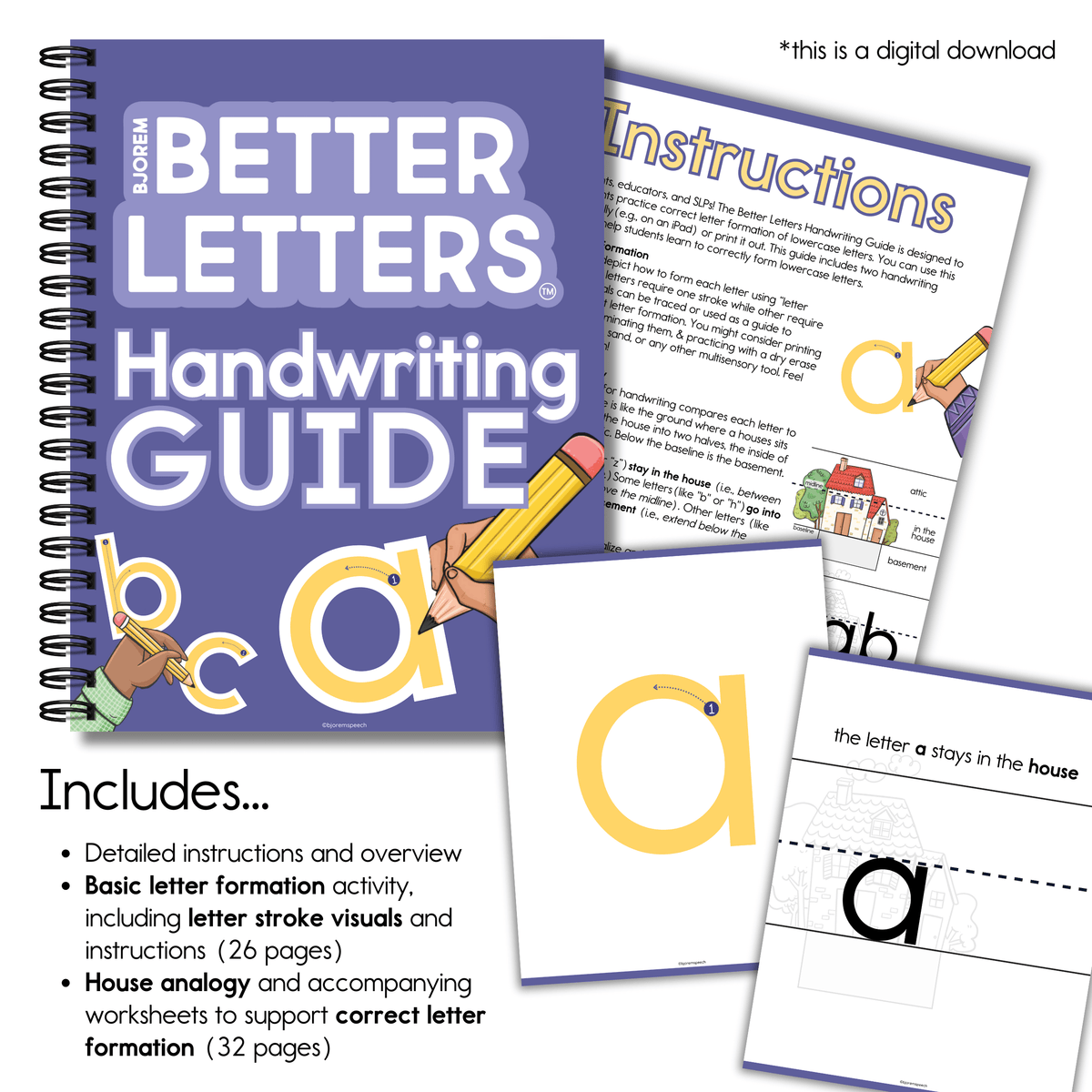 Letter A sample page from the Better Letters handwriting guide