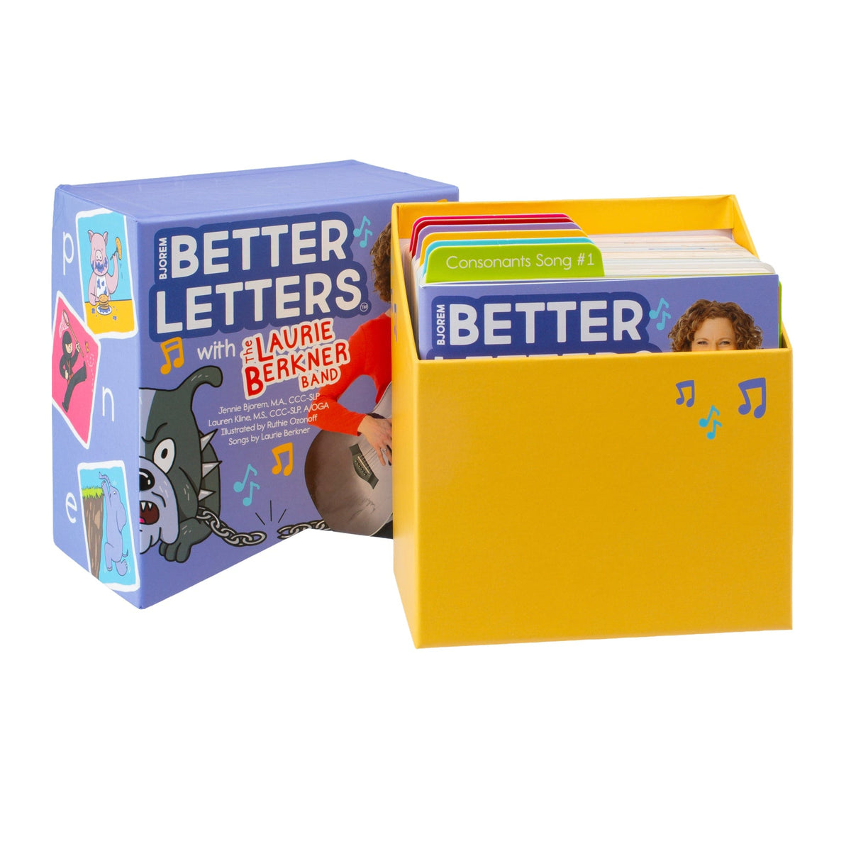 Open box of Better Letters with The Laurie Berkner Band cards