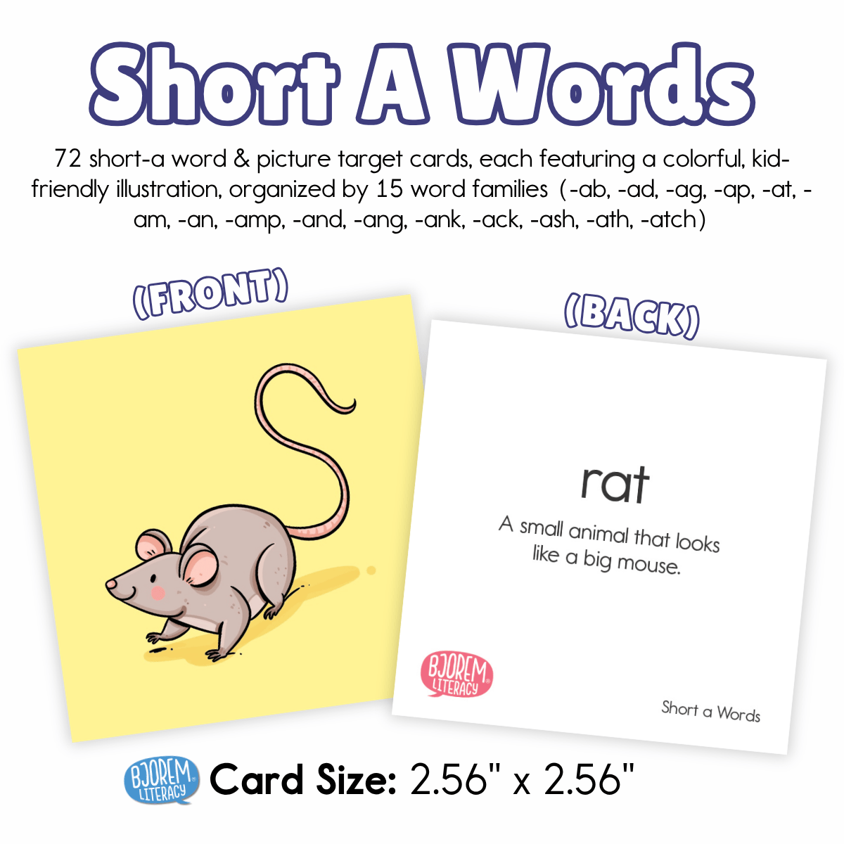 Short A Vowel Word and Picture Cards Short A Vowel Word and Picture Cards Best Speech Language Therapy Tools