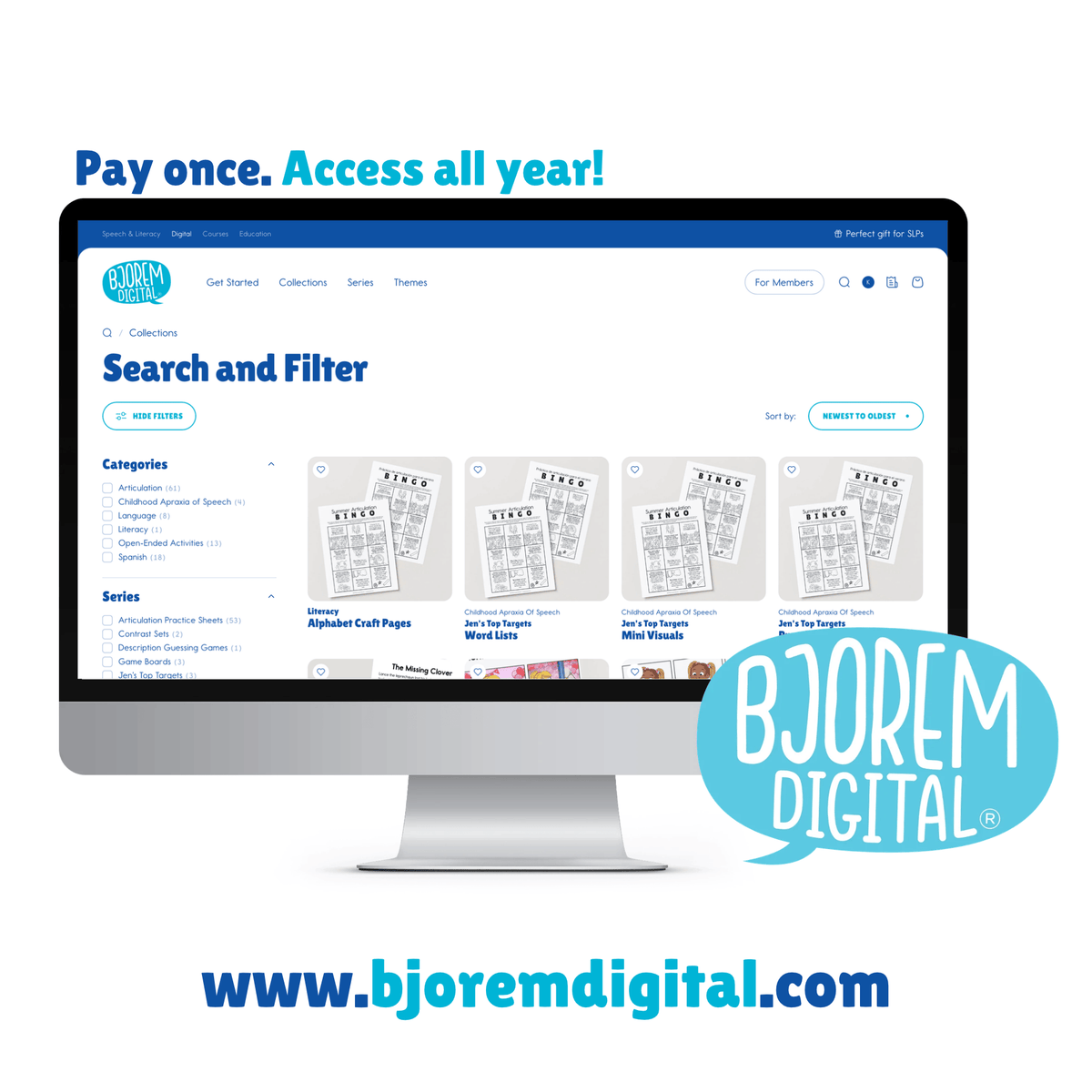 Bjorem Digital | Digital Downloads Library Membership Bjorem Speech Digital Downloads Library - Annual Subscription ACCESS a Best Speech Language Therapy Tools