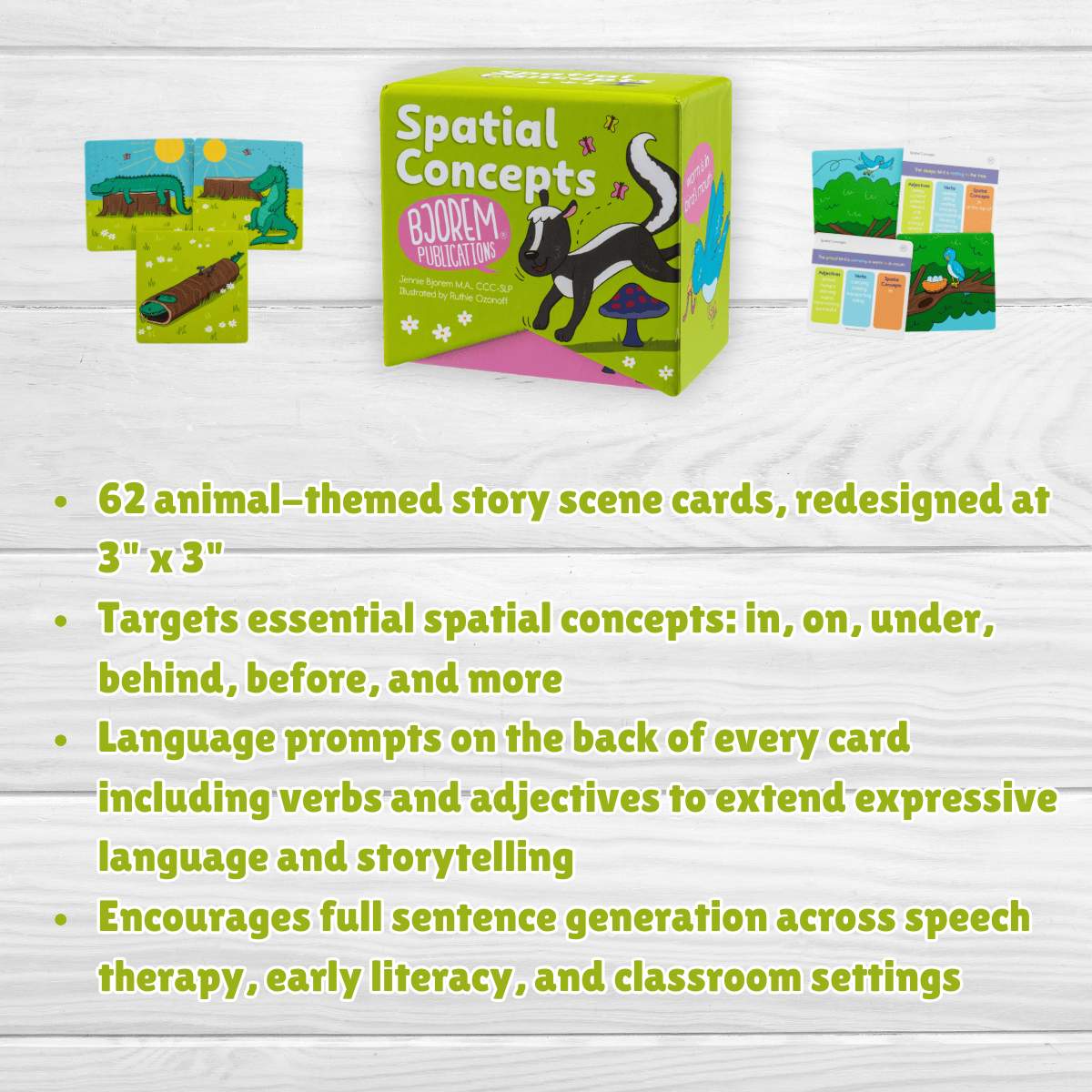 Bjorem Speech® Spatial Concepts Deck – Expanded & Redesigned Edition | Teach Location Words with Story-Based Visuals Concepts Deck – Expanded Edition for Teaching Location Words Best Speech Language Therapy Tools