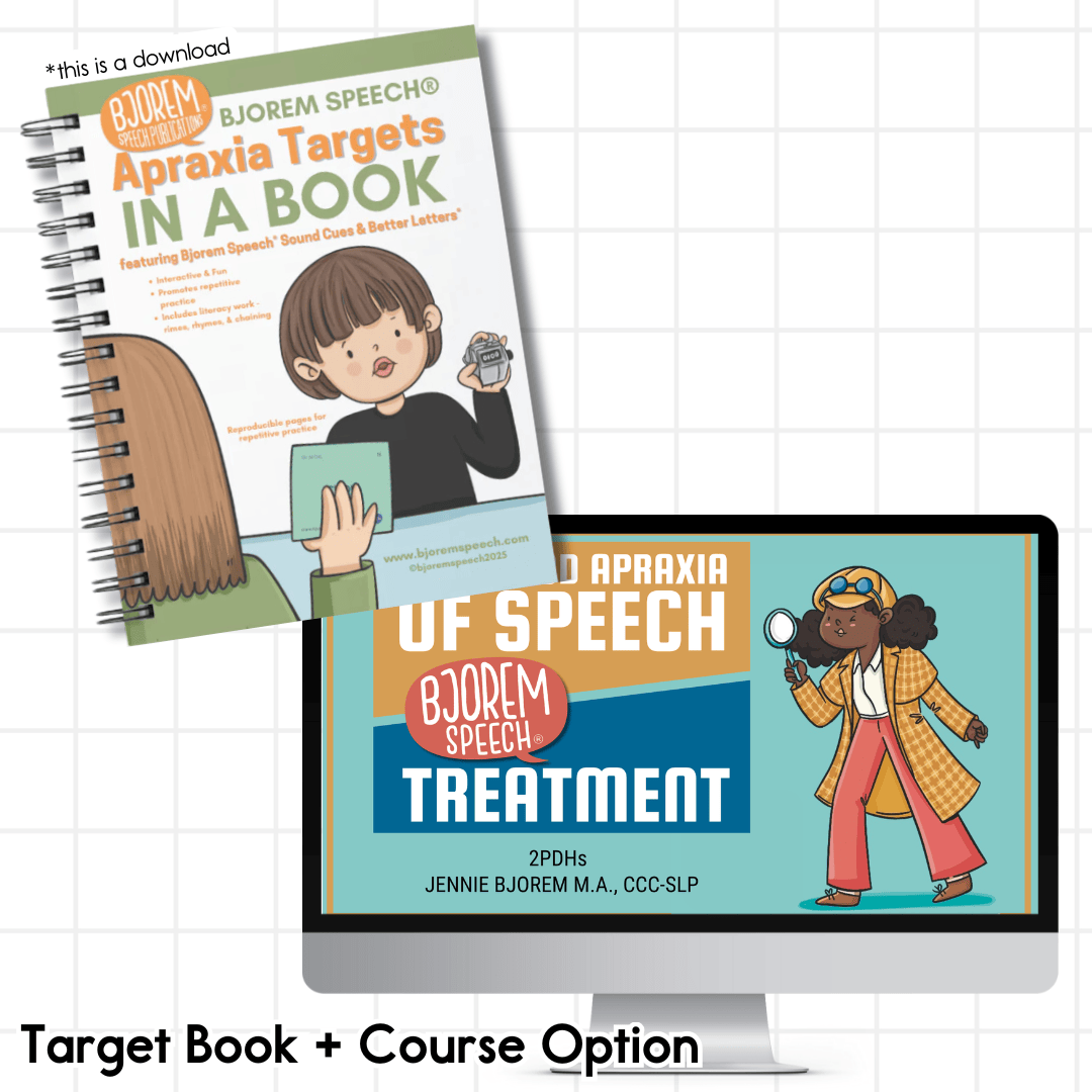 Childhood Apraxia of Speech: Bjorem Speech® Apraxia Targets in a Book DOWNLOAD Apraxia Targets Book: Bjorem Speech® Download Best Speech Language Therapy Tools