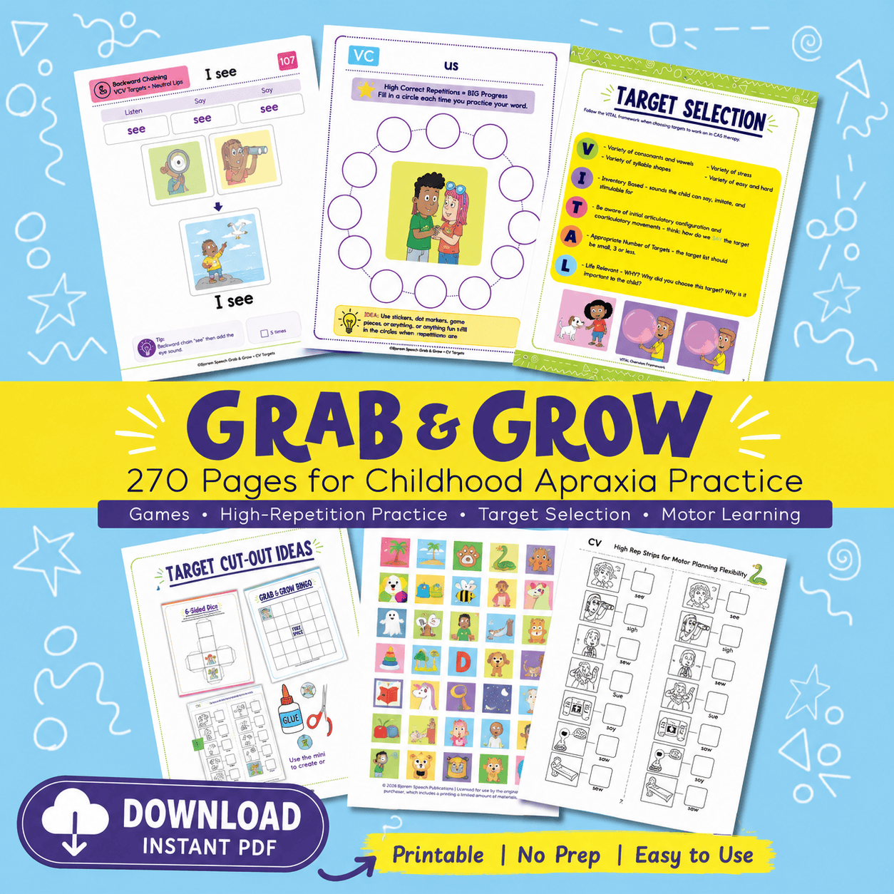 Grab & Grow: CV, VC, VCV Apraxia Targets Workbook Download Grab & Grow: CV, VC, VCV Apraxia Targets Workbook Download Best Speech Language Therapy Tools