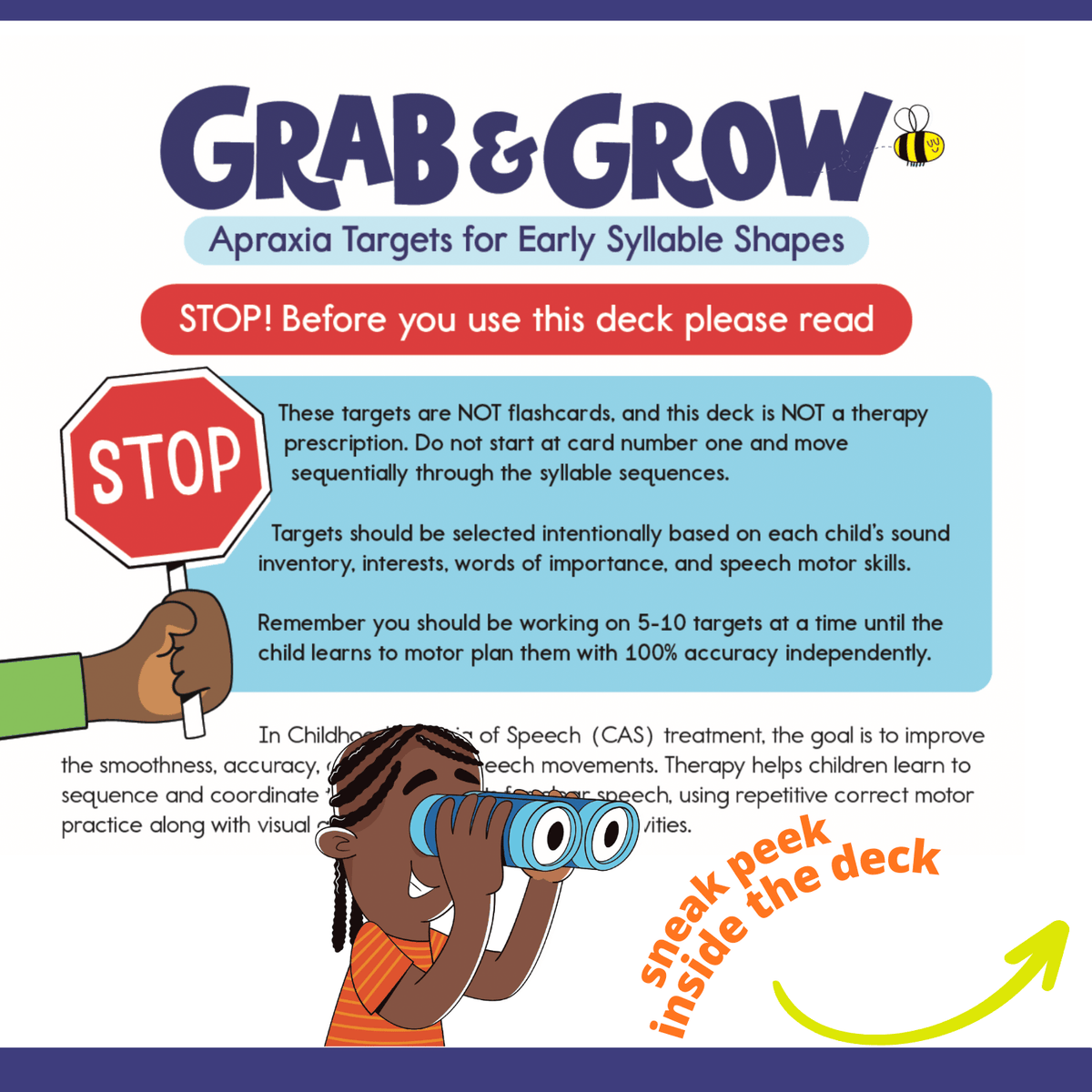 Overview of Grab and Grow apraxia targets for early syllable shapes