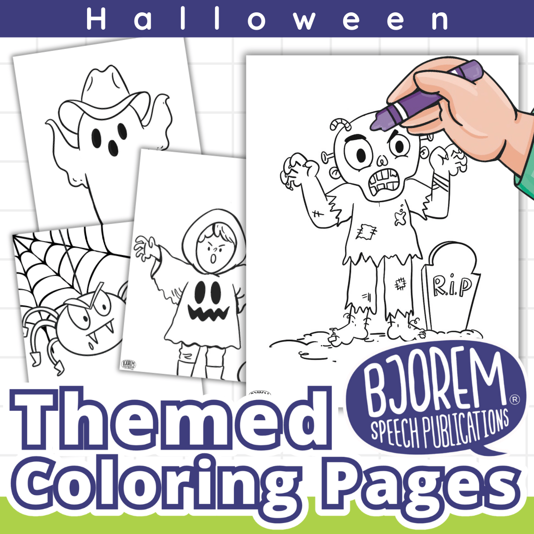 Free Halloween themed coloring pages from Bjorem Speech