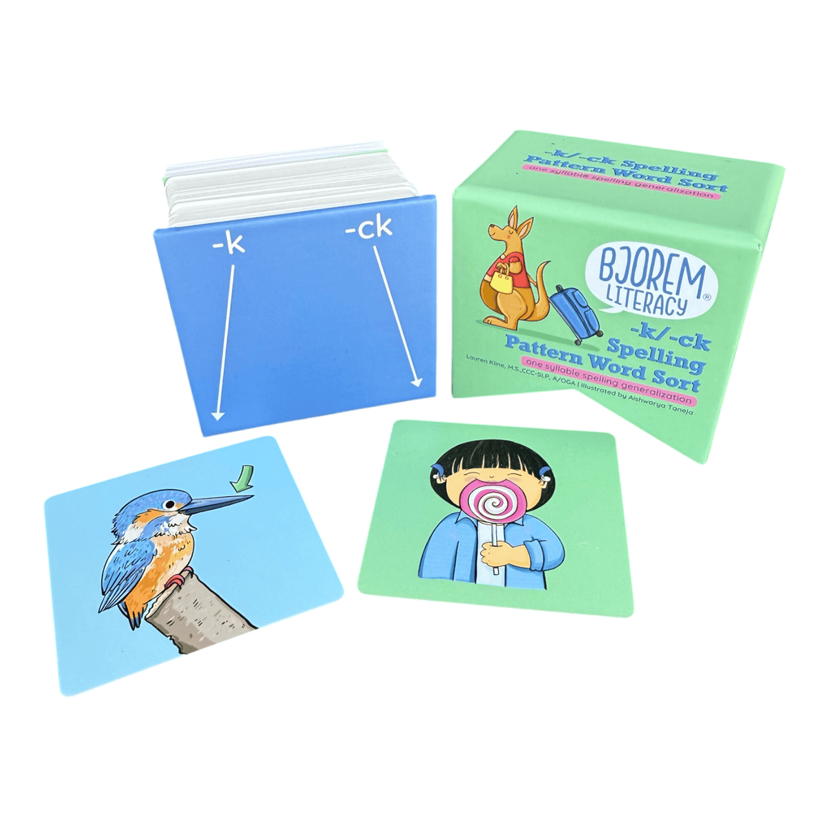K and CK word sort box with sample picture cards