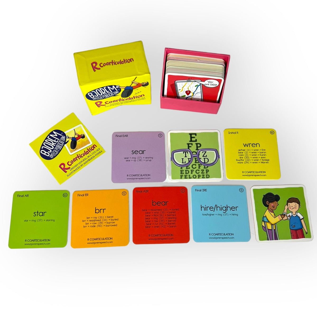 Open R Coarticulation box with picture and word cards