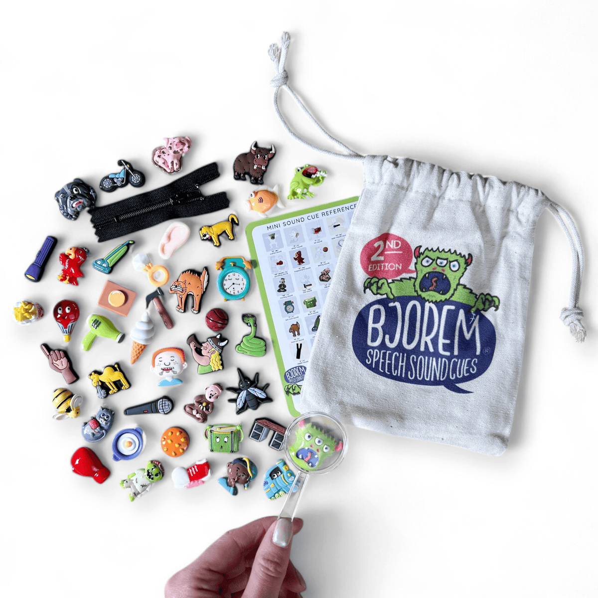 2nd Edition Bjorem Speech Sound Cue Minis by The Speech Tree with drawstring bag