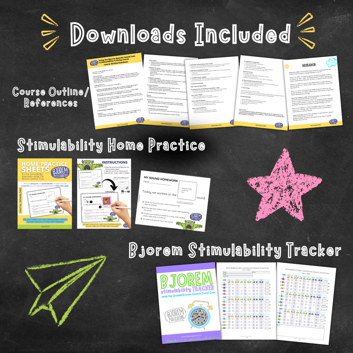 Downloads included with the stimulability training course