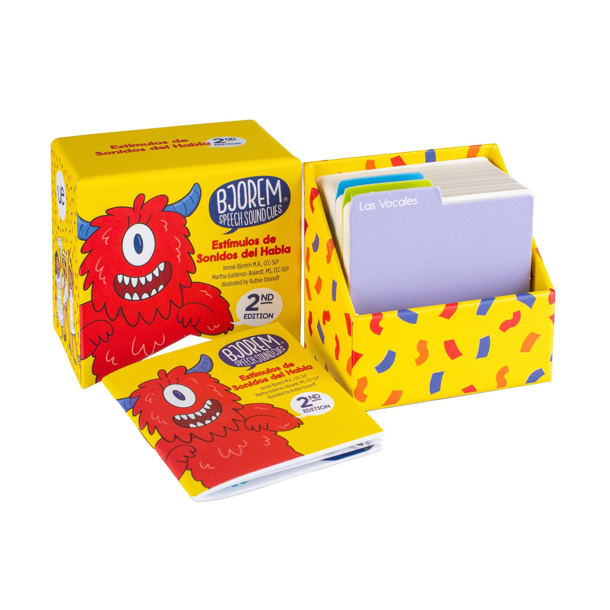 Open box of Spanish Speech Sound Cues cards