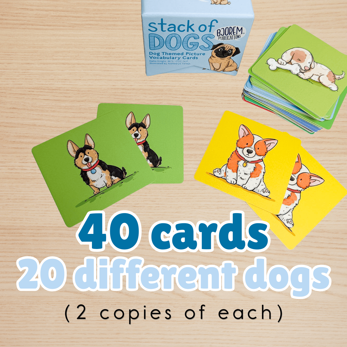 Stack of Dogs: 40 cards, 20 different dogs, 2 copies of each