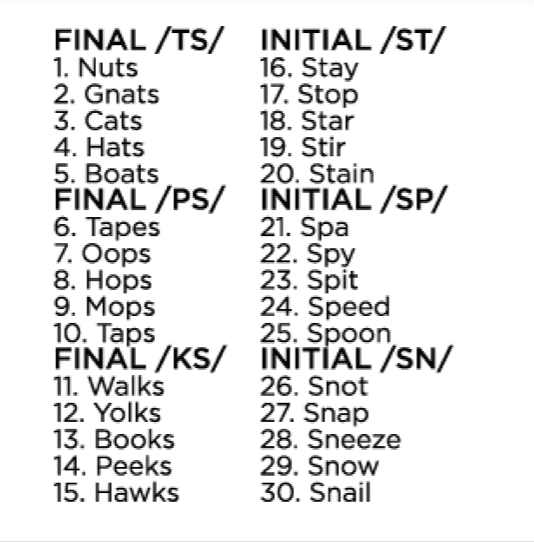 Cycles Intervention: S Clusters Phonology Targets
