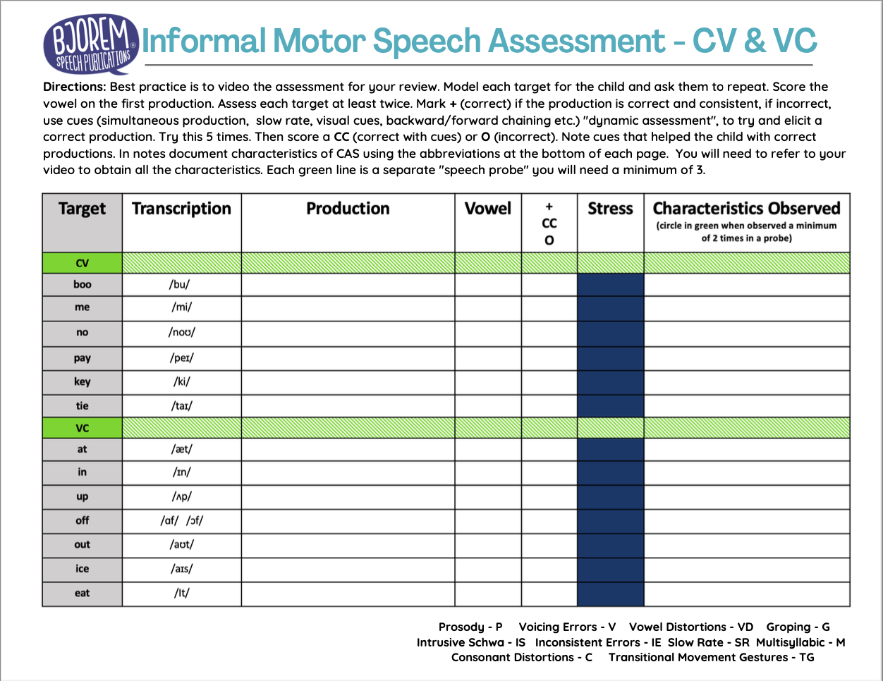 Childhood Apraxia Assessment Bundle - Assessment, Stimulus Book & Evaluation Template