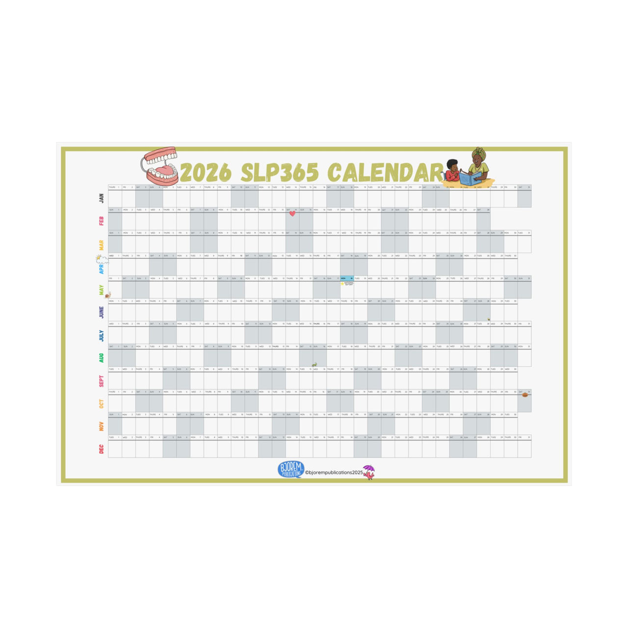 2026 SLP365 BIG Wall Calendar - Pick Your Size