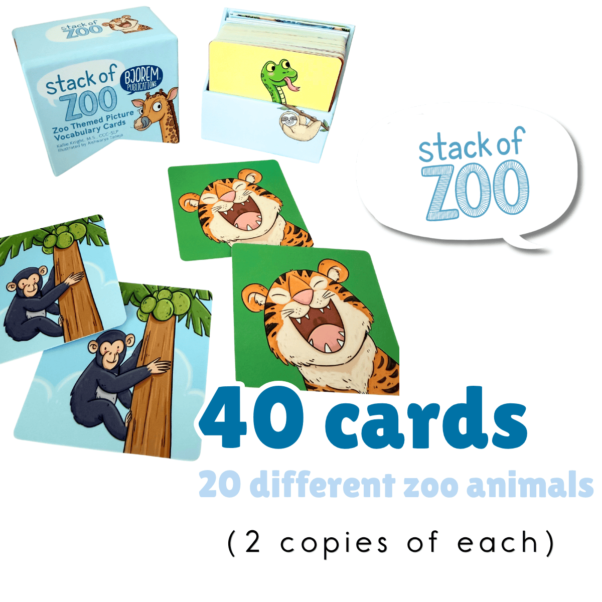Bjorem® Stack of Zoo: Zoo Themed Picture Vocabulary Cards