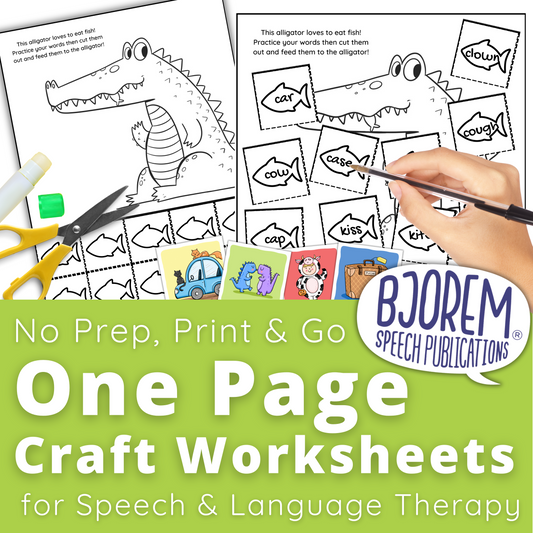 No Prep, Print & Go | One Page Craft Worksheets for Speech & Language Therapy | Bjorem Speech Digital Download