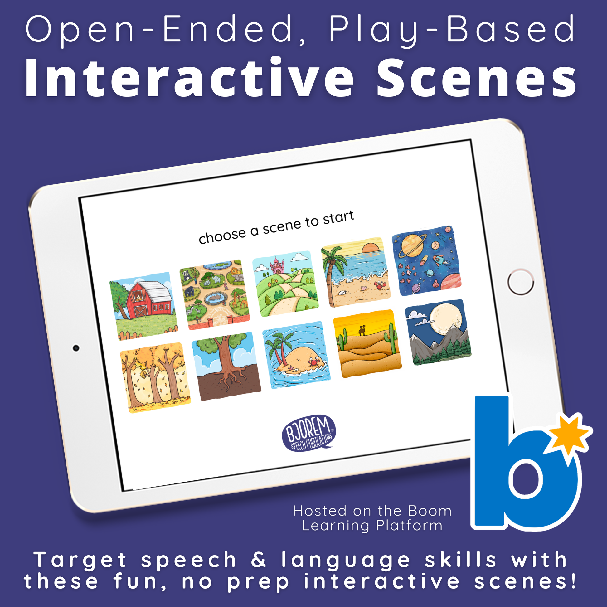 [title]Play-Based Interactive Scenes | Open-Ended Activities for Speech Therapy - Boom Cards - Download
