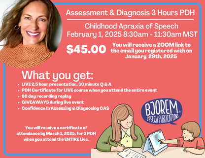 LIVE Childhood Apraxia of Speech Webinars - February 1, 2025