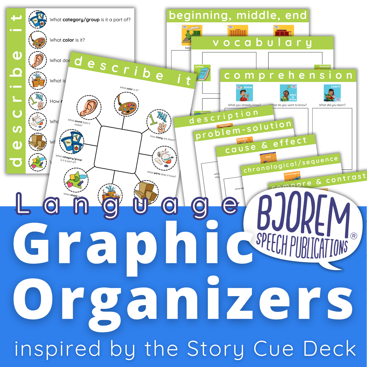 [title]Language Graphic Organizers for Speech & Language Therapy - Inspired by the Story Cue Deck - Digital Download
