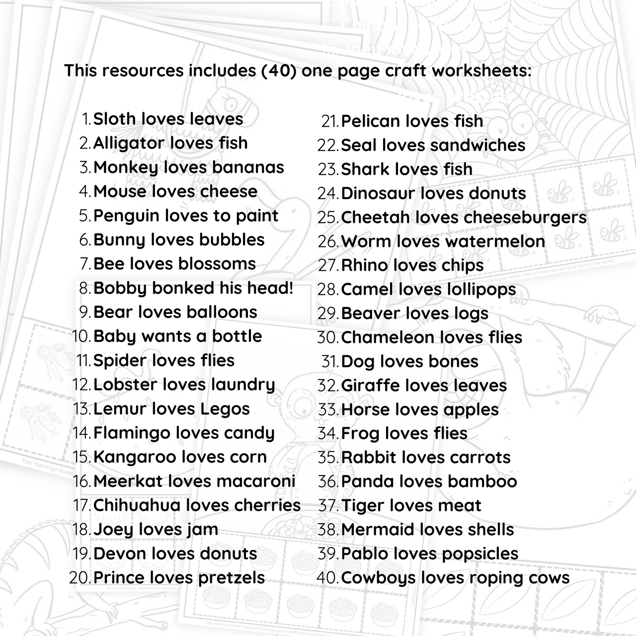 [title]No Prep, Print & Go | One Page Craft Worksheets for Speech & Language Therapy | Bjorem Speech Digital Download