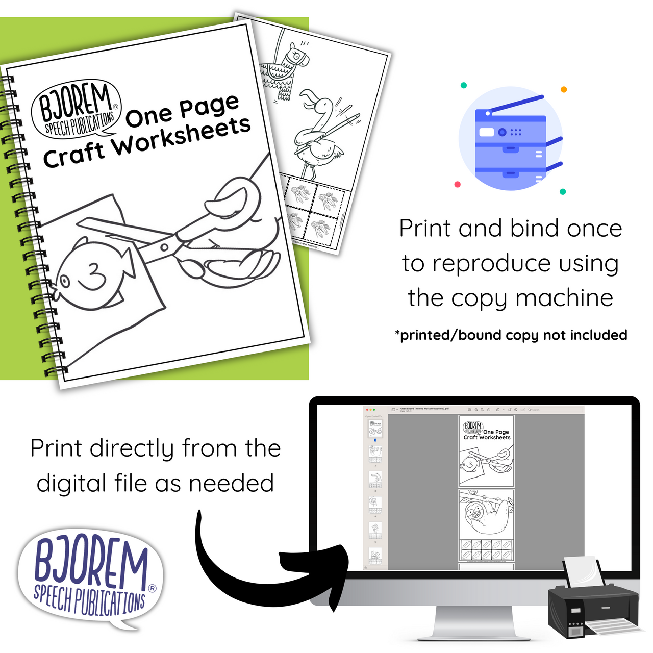 [title]No Prep, Print & Go | One Page Craft Worksheets for Speech & Language Therapy | Bjorem Speech Digital Download