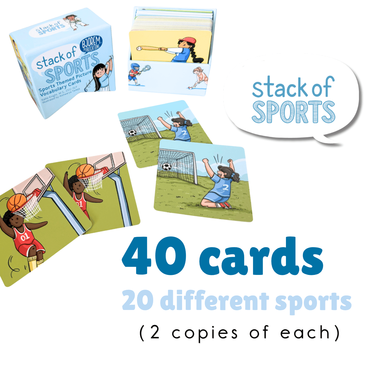 Bjorem® Stack of Sports: Sports Themed Picture Vocabulary Cards