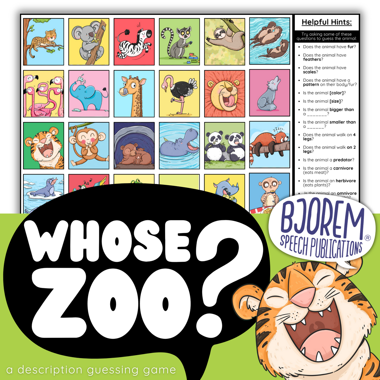 [title]Whose Zoo? Description Guessing Game - Digital Download